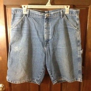 Distressed denim carpenter style shorts size 38